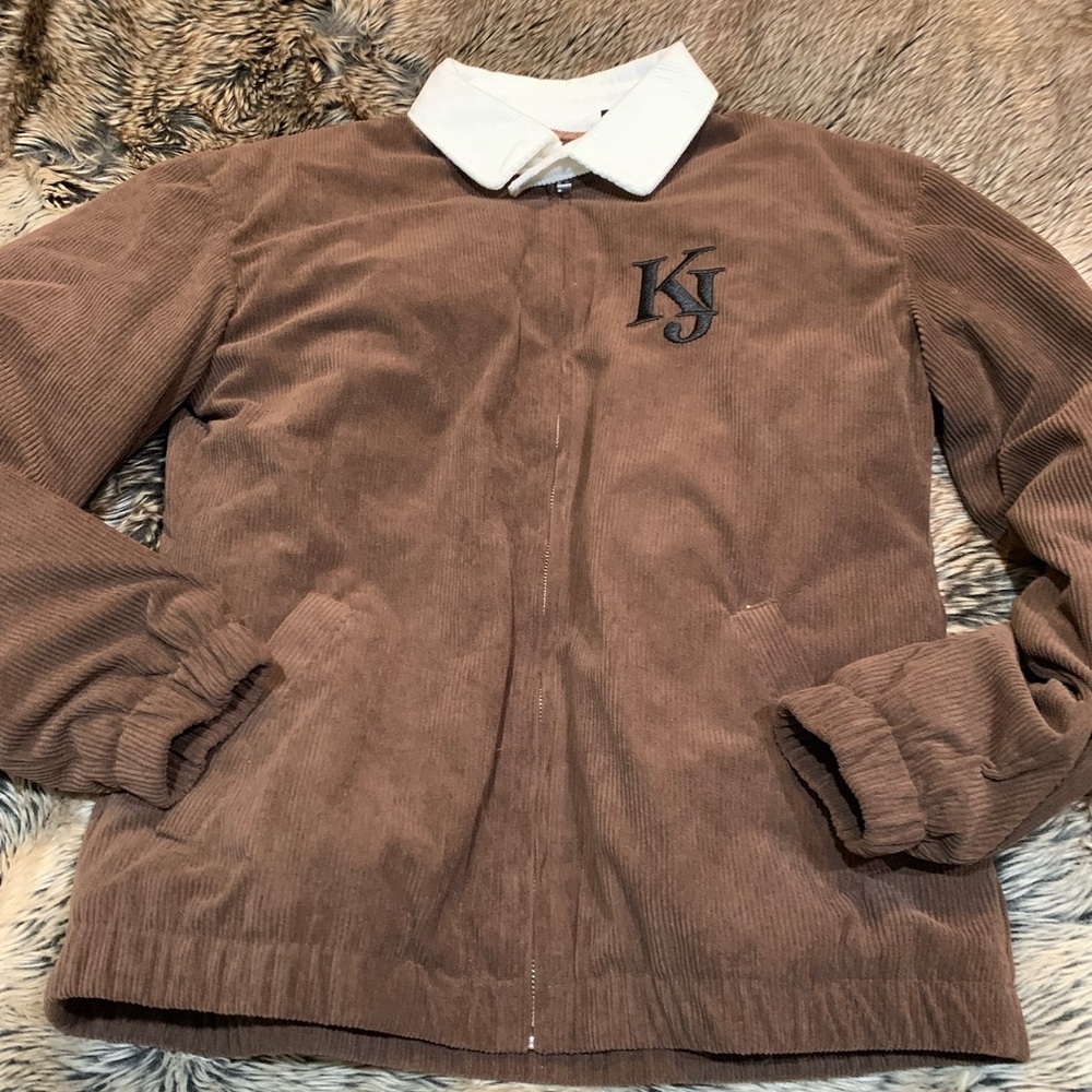 Karl Jacobs 2021 Harrington jacket Brown Corduroy Embroidered KJ NWOT~ XL